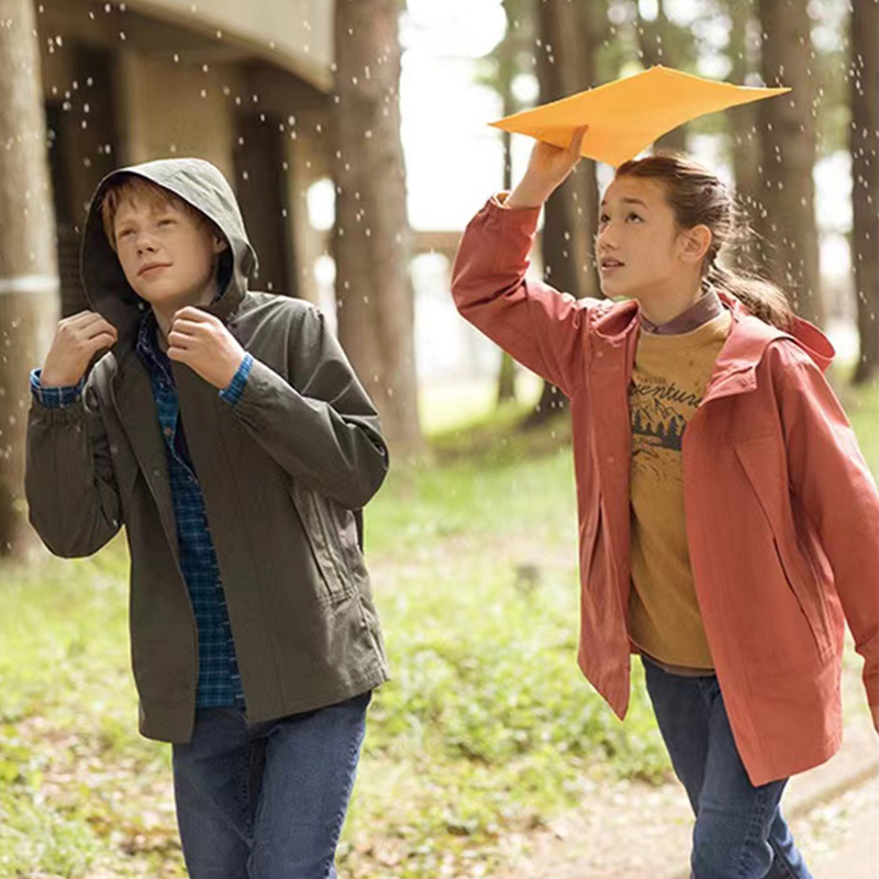 Muji Alternative Hooded Children's Softshell Jacket, Spring and Autumn Rainproof Outdoor Coat