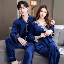 Couple Autumn Winter Long Sleeves Suit Island Suede Plus Suede Thickened Male jersey woman lace jacket Head Coral Suede Household Clothing