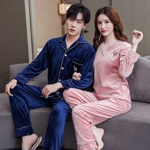 Couples Pyjamas Red Sea Island Suede New Wedding Celebration bifacial suede Winter Korean version Long sleeves Loose Men And Womens Home Clothes