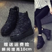 Phiên bản Hàn Quốc của mùa thu và mùa đông cộng với những đôi giày cao gót bằng nhung của nữ tăng chiều cao 10 cm với một chiếc giày xốp đế cao
