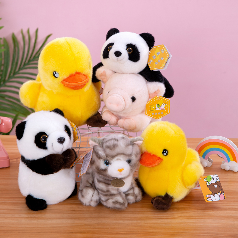 Simulated Animal Plush Toys: Kitten, Panda, Dinosaur, Duck, Pig, Polar Bear, Tiger, Raccoon