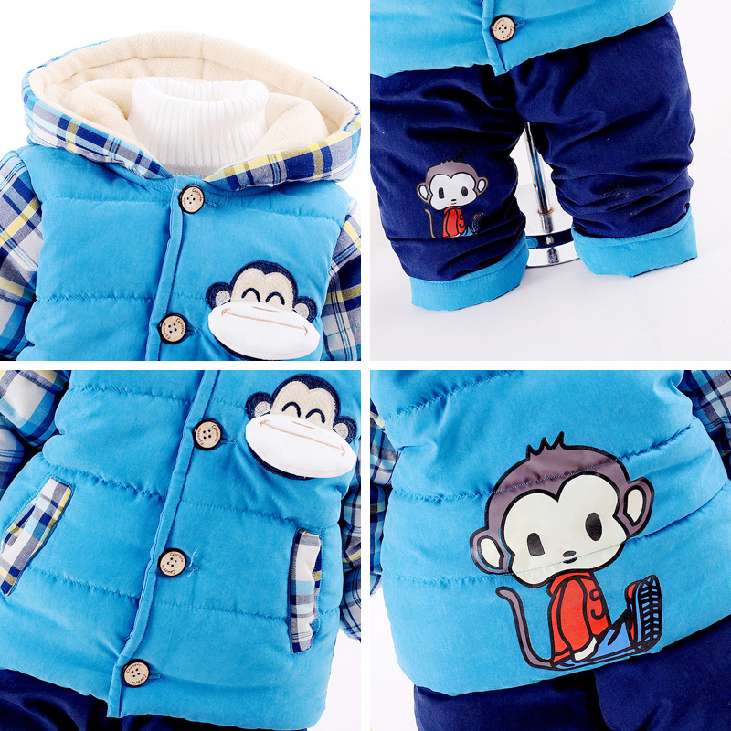 Bé mùa đông dày cộng với bộ đồ nhung cotton cho bé Bộ đồ cotton bé trai cotton hai mảnh Bộ đồ 0-1-2-3 tuổi Quần áo 4 chân váy trẻ em