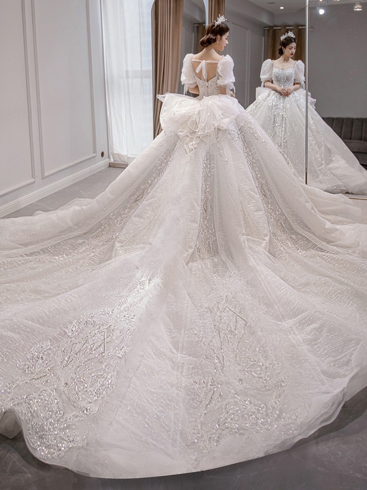 Light wedding dress 2024 new bride, shoulder -like high -end senior Mori, a small pregnant woman long dragging the tail out of the main yarn Light wedding dress 2024 new bride, shoulder -like high -end senior Mori, a small pregnant woman long dragging the tail out of the main yarn
