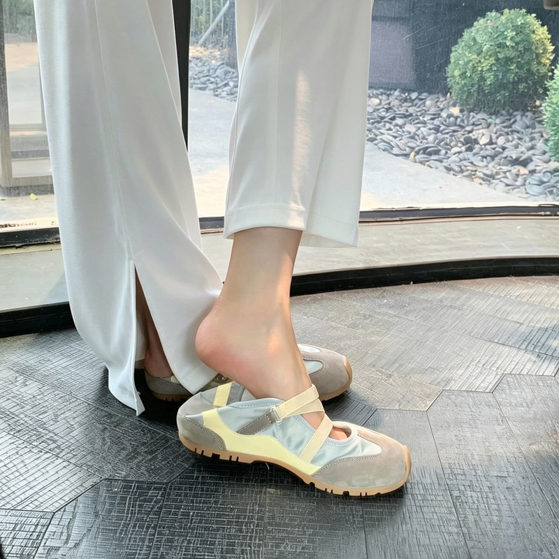 Height Increase Within 3.5cm ~ Genuine Leather Thick-Soled German Training Shoes for Women, Summer Thin Casual Sneakers, Ballet-Style Mary Jane Shoes