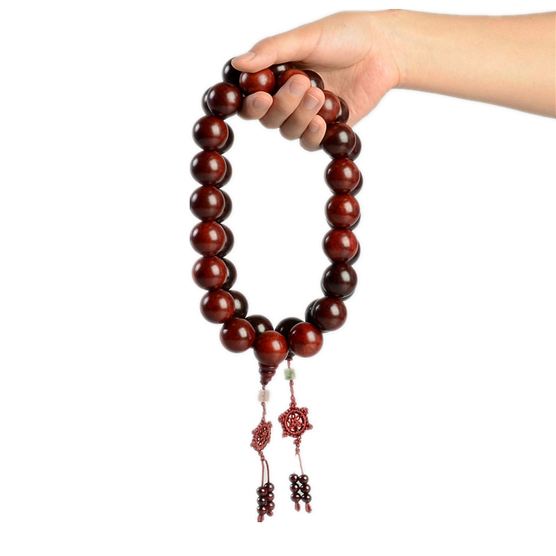 Large number Buddha pearl 18 handheld main fatti pearl red wood hand string red and sour branches Car Pendant Ornament Black Sandalwood