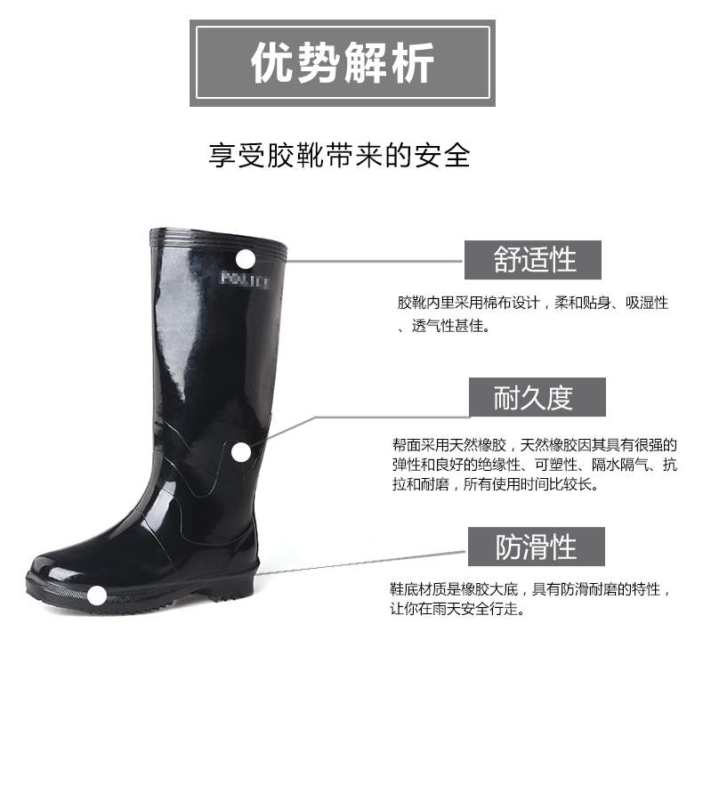 3539 cổ điển cao su Trung Quốc mưa giày ngoài trời giày nam mưa ủng jy dài cao su không thấm nước ủng - Rainshoes