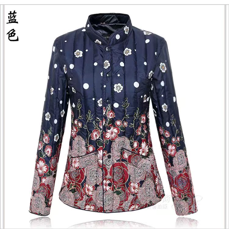 Phụ nữ mùa thu và mùa đông mới trung niên trở lên kích thước lớn xuống bông pad nhỏ áo khoác bông nhẹ áo khoác lót cổ áo khoác ngắn áo kiểu u50