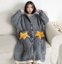 Mùa thu và mùa đông phiên bản mới của Hàn Quốc của chiếc áo choàng dễ thương ngọt ngào có mũ trùm đầu, đồ lót dài, váy dài phục vụ tại nhà Đêm đầm