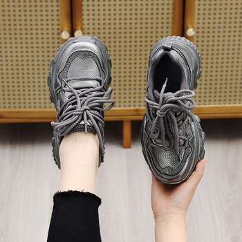 Genuine Leather Thick-Soled Dad Shoes for Women, 2026 Spring New Fashion Versatile Internet Celebrity Height-Increasing Slimming Sports Casual Shoes