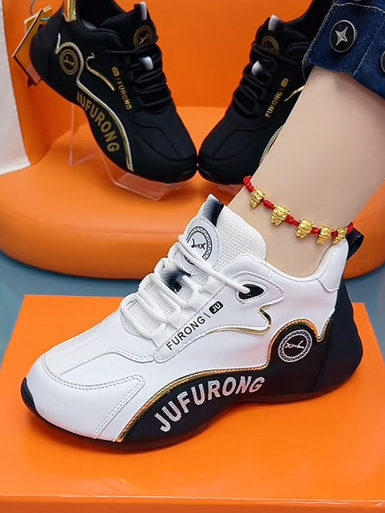 New Autumn and Winter Genuine Leather Versatile Fashion Casual Shoes with Plush Lining for Warmth, Dad Shoes, Non-Slip, Wear-Resistant, Trendy White Sneakers