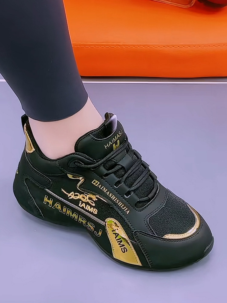 Genuine Leather Women's Shoes 2025 New Model Mesh Breathable Dad Shoes Internet Celebrity Hot Style Soft Sole Non-Slip Sports Casual Shoes Mesh Shoes