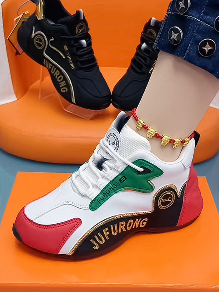 New Autumn and Winter Genuine Leather Versatile Fashion Casual Shoes with Plush Lining for Warmth, Dad Shoes, Non-Slip, Wear-Resistant, Trendy White Sneakers