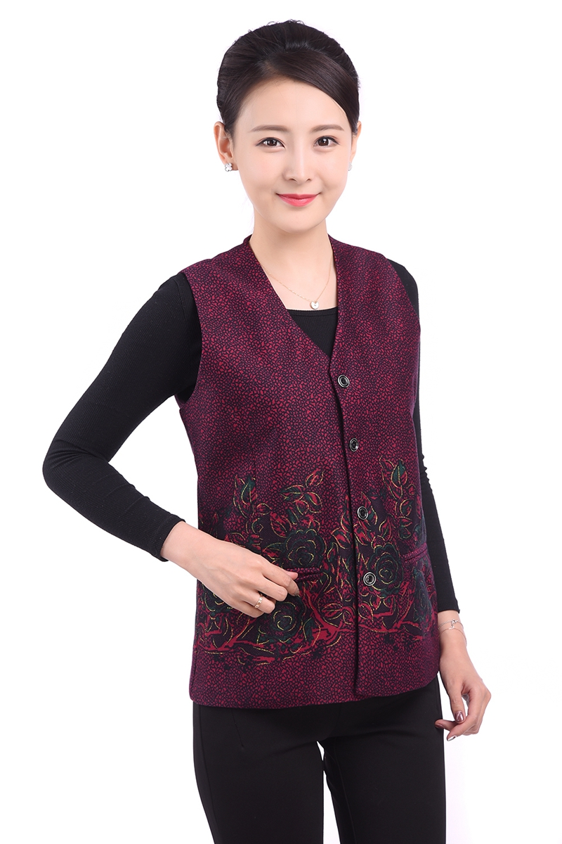 Phụ nữ trung niên mùa xuân và mùa thu áo khoác vest không có cổ áo vest bên ngoài bà già cỡ lớn áo vest mỏng mùa hè đầm dự tiệc cho người lớn tuổi