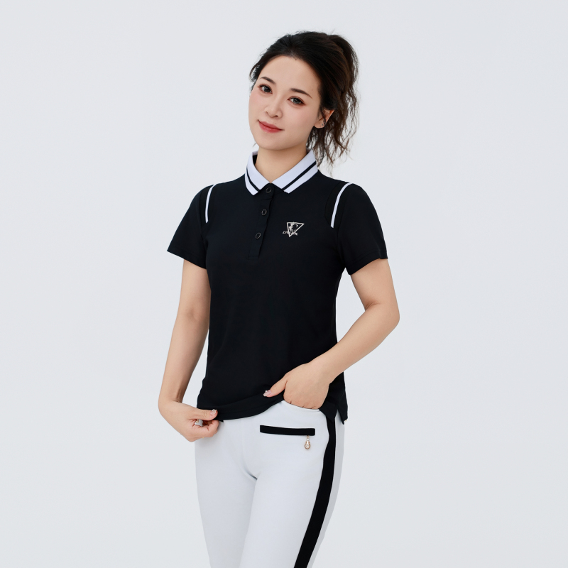 Jiamusi Aerobics Set, Same Style as Sunshine Home, Roman Cotton Quick-Drying Short-Sleeve Black and White Summer Short-Sleeve Aerobics Clothing