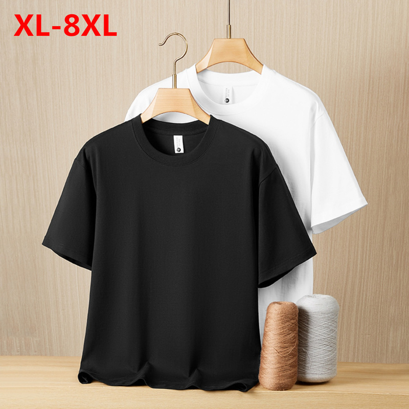 300g Heavyweight Oversized Pure Cotton Short-Sleeve T-Shirt for Men, Plus-Size Casual All-Cotton Base Shirt, Hip-Hop Top