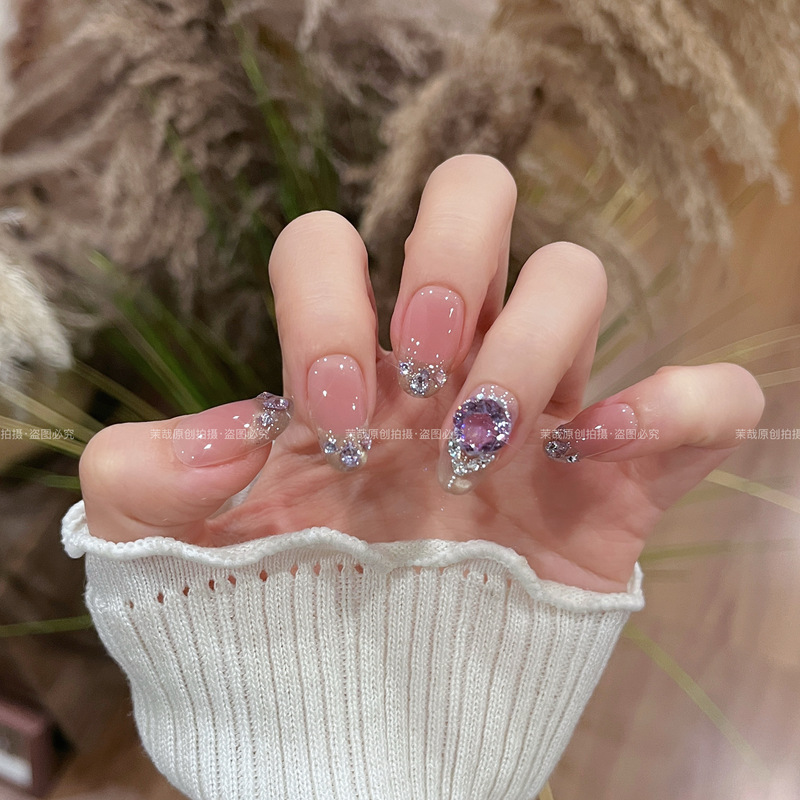 Mo Zai Original【Miracle Skylight】Wearable Nails 2026 Purely Handmade Nail Pieces Purple French Cat Eye S1319 Mo Zai Original【Miracle Skylight】Wearable Nails 2026 Purely Handmade Nail Pieces Purple French Cat Eye S1319