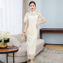 New 2020 Lace Cheongsam Girl Young Vintage Literature and Art Republic Wind Improved Edition Long Dress