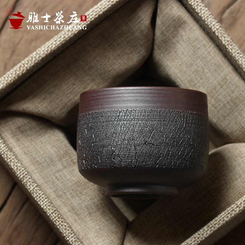 (One piece)Wood-fired master cup Taiwan handmade burst tea cup Purple Gold falling gray Dragon Kiln wood-fired tea lamp