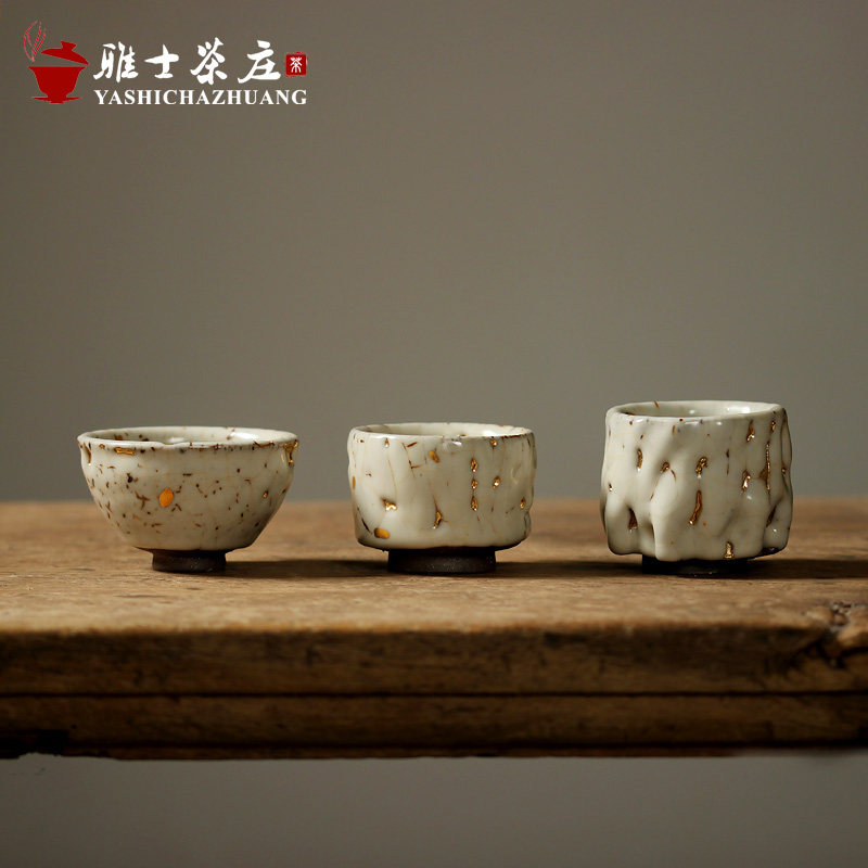Japan Burn Tao Yuo Tea Top Master Cup Pure Hand-made Chino opening can be kept with some golden tea lake coarse pottery tea cup
