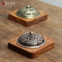 Solid wood incense burner Incense holder hollow aromatherapy stove Car plate incense box Copper agarwood sandalwood stove Living room Zen incense seal stove