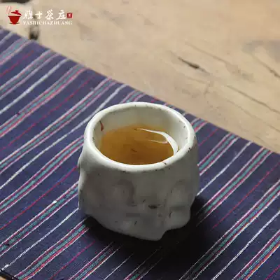 All handmade Master Cup Japanese style and style Zhiye burning tea cup coarse pottery open film Shino Cup personal tea cup