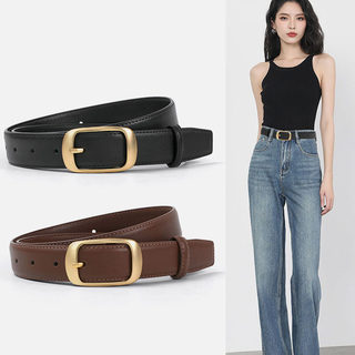 Black Genuine Leather High-End Women's Belt for Jeans 2025 New Fashion Belt Versatile for Women