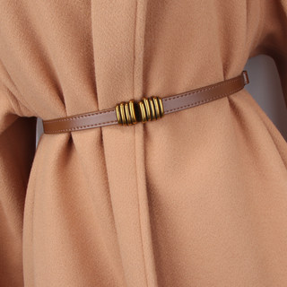 Caramel-Colored Genuine Leather Adjustable Belt for Women, Decorative Accessory for Coats and Dresses, 2025 New Fashion High-End Belt