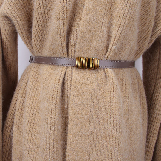 焦糖色真皮可调节腰带女士装饰配大衣裙子2025新款时尚高级感皮带