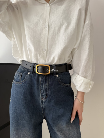 Brown Genuine Leather Women's Belt for Jeans, 2026 New Style, High-End Belt for Women, Versatile Belt