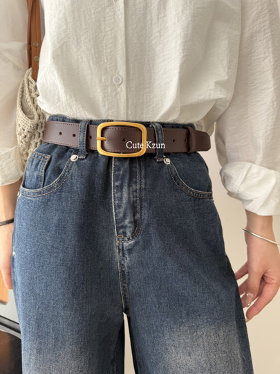 Brown Genuine Leather Women's Belt for Jeans, 2026 New Style, High-End Belt for Women, Versatile Belt