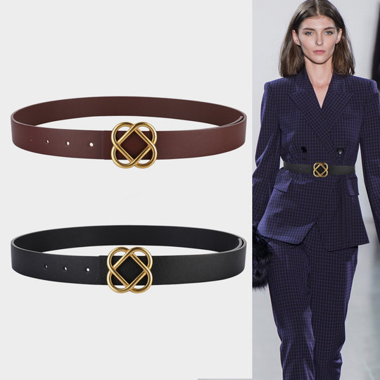 Caramel-Colored Autumn and Winter Genuine Leather Waist Belt for Women, Decorative Accessory for Dresses, Coats, and Trench Coats, 2025 New Style, High-End Belt for Women