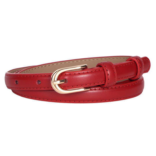 Red Genuine Leather Women's Belt for Jeans 2026 New Style High-End Belt for Women Versatile and Simple