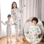 Bộ đồ ngủ cotton một mảnh nguyên chất cho trẻ em người lớn và trẻ em không mũ chống người lớn chống mát cho bé trai lớn trẻ em cotton mùa thu thoi trang be yeu