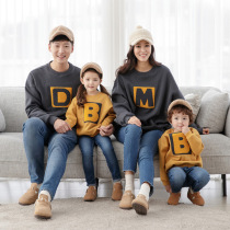 Pro-child clothing Cavet plus suede family of three-four-mouth baby autumn and winter 2020 new wave Korean version mother and daughter foreign air
