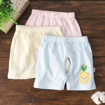 Baby summer fit 0-3 months 6 men 1 year old female baby pure cotton slim fit pants newborn baby open crotch shorts