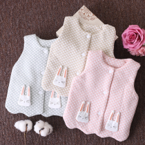 Baby clip cotton to flap waistcoat for 0-6 months male and female baby round collar according to buckle vest spring autumn and winter canon