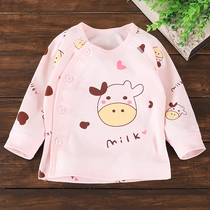 0-6-month baby pure cotton blouse 1 year old newborn baby round collar bottom long sleeve dress Four Seasons Partial Cardiovert