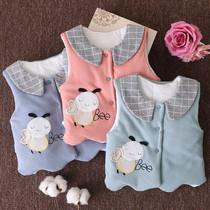 Newborn baby warm horse chia 0-12 month male and female baby pair flap button winter round collar clamp cotton blouse