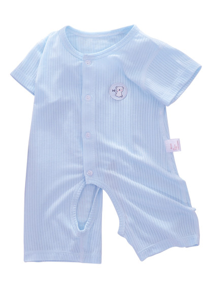 新生婴儿短袖连体衣开裆爬服夏季薄款哈衣男女宝宝睡衣冰丝莫代尔