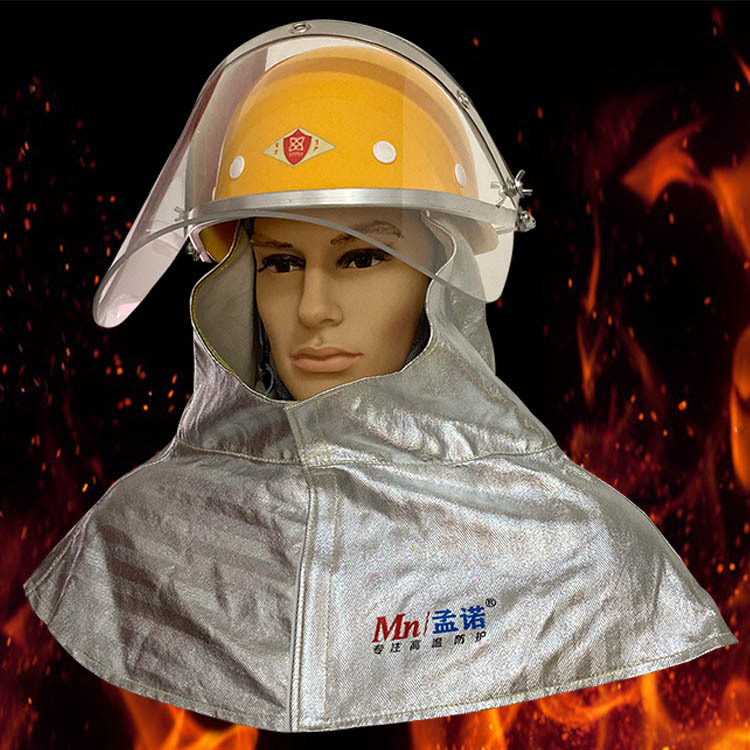 Insulated Shawl Face Shield with Safety Helmet, Shawl Hat, 1000-Degree High-Temperature Resistant Aluminum Foil Face Shield, Hood, Anti-Splash, Fireproof