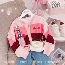 Girls Spring Sweater 2022 new mid - baby Han - Ed Han - knitted knitted and childrens tops long - sleeved coat