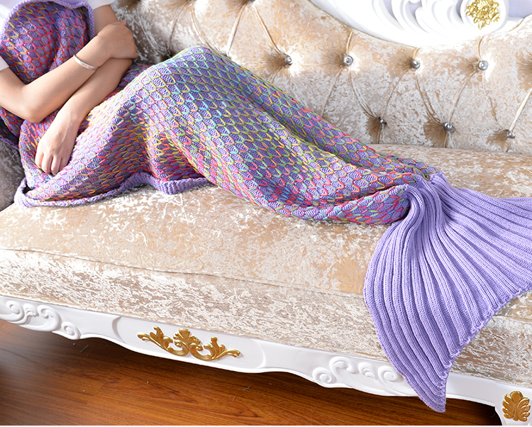 Bowen nhà máy nhuộm sáng tạo quy mô cá đầy màu sắc sặc sỡ nàng tiên cá đuôi sofa chăn dệt kim chăn bãi biển giản dị - Ném / Chăn chăn nỉ