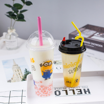 Disposable plastic cup milk tea cup 90 mouth 700 soy milk cup 400ML500 juice drink cup with lid customization