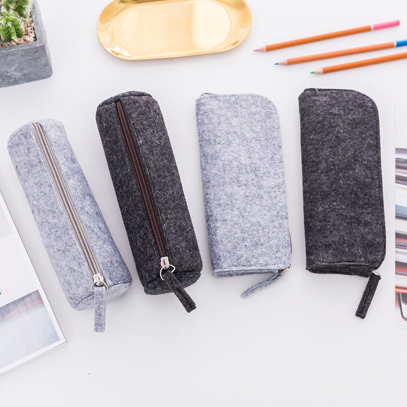 Korea Creative Simple Pure Color Pencil Bag for Men and Women Stationery Bag Multifunctional Pencil Collection Bag Stationery