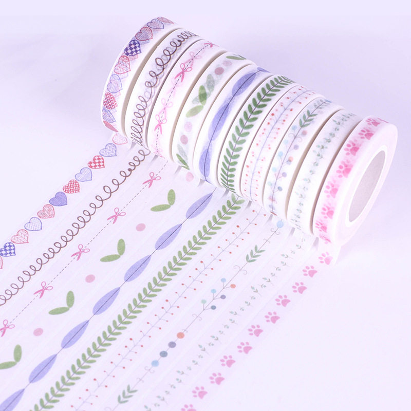 Hot-selling creative small fresh series hand-painted love border dividing line and paper tape 8mm wide and 10m long