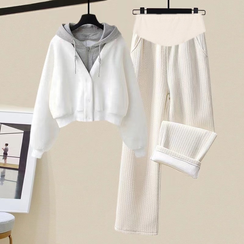 Pregnancy Woman Dress 2023 New Autumn Winter Suit Pregnant pregnant women's autumn clothing jacket Toabdominal pants out of fashion Two sets-Taobao