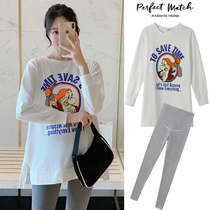 Pregnant Woman Spring Clothing Suit Stylish Little Guy 2022 New Blouse Pregnancy Woman Dress Spring And Fall-out-of-age T-shirt