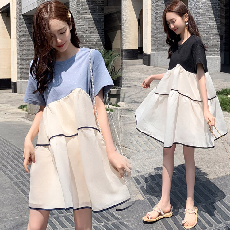 Maternity clothes trendy hot mom personality late pregnancy summer top net red pregnant woman suit two-piece pregnant mother summer skirt