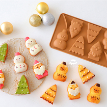 Japanese cartoon Santa Claus tree Snowman six consecutive cake cake mold pound cake Madeleine steamed rice cake silicone mold