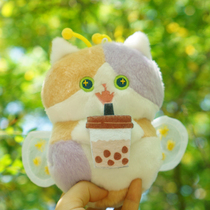 Inexplicable MEWJI plush paparazzi cub super cute zero wallet triple flower milk tea cat bee pendant can be satchel